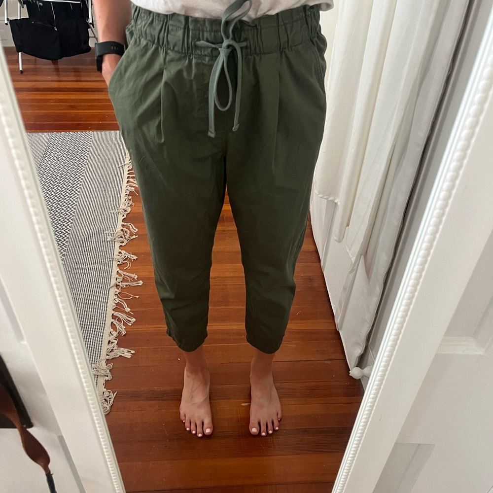 Loft straight leg elastic tie waist pant